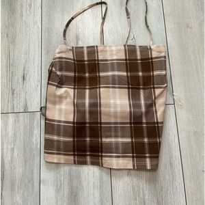 Tan checkered crop top